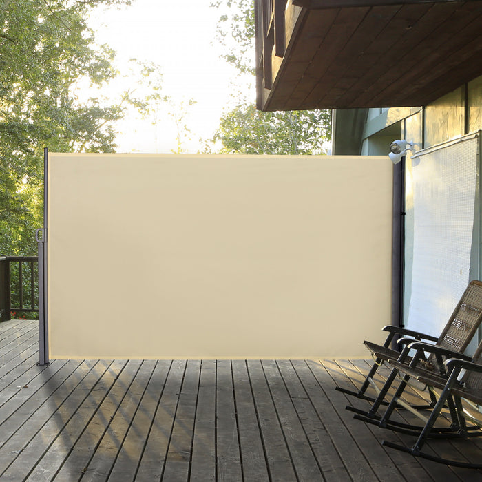Outsunny Auvent Lateral Retractable Ecran De Confidentialite Pliable, Creme