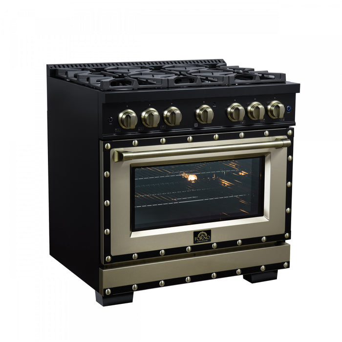 Cuisiniere a gaz Ambassador de 36 po, noire, 6 bruleurs scelles, four de 5,2 pi³ – FFSGS6299-36CPBLK