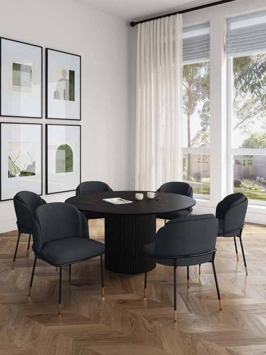 Ensemble de salle a manger moderne industriel chic Flor et Hathaway 7 pieces en noir