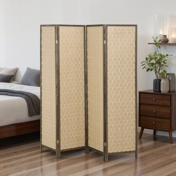 HOMCOM Ecran de Confidentialite Tisse a la Main, Paravent Pliable, Marron