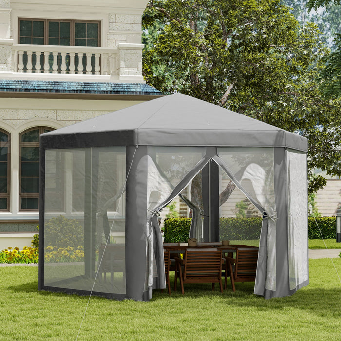 Outsunny Tente De Reception, Tonnelle De Terrasse Avec Filet, Gris Fonce
