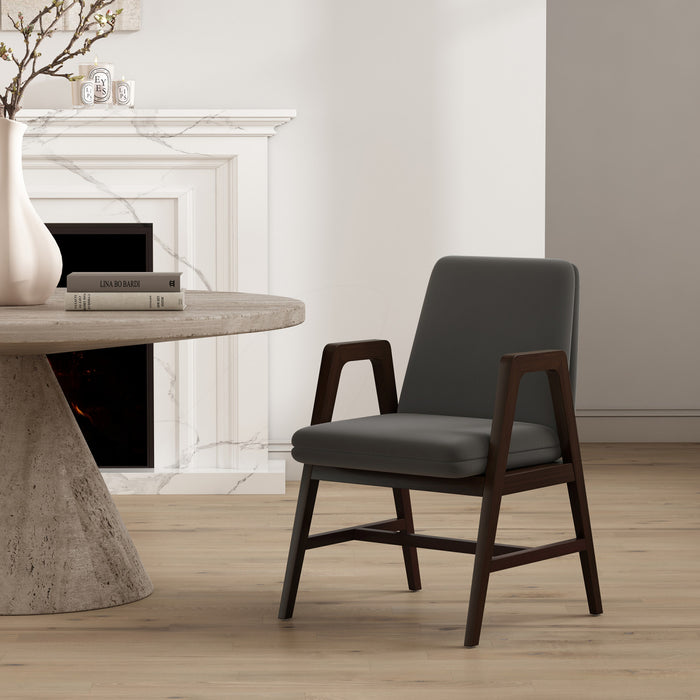 Fauteuil moderne en bois et velours Stella, coloris graphite