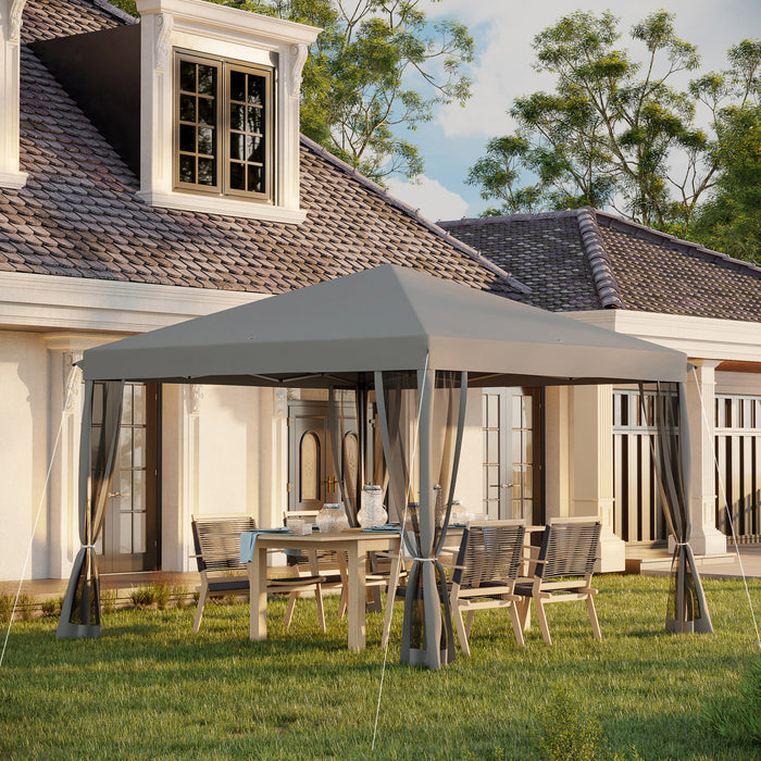 Outsunny 10 'x 10' Tente Gazebo Avec Paroi Laterale En Maille Amovible