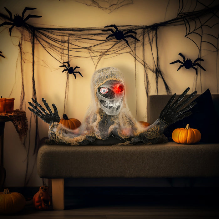 Momie Animee Homcom Pour Halloween, Decoration Effrayante A Demi-corps