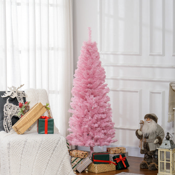 HOMCOM Sapin de Noel artificiel de 5 pi avec ouverture automatique, Rose