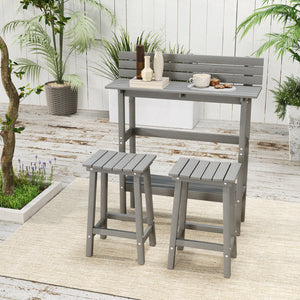 Outsunny Ensemble De Bar De Patio 3 Pieces Avec Table De Bar Et 2 Tabourets