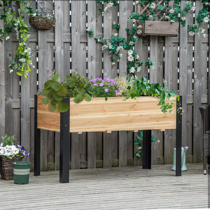 Outsunny 47''x24''x29'' Lit De Jardin Sureleve, Cadre Metallique, Boite A Plantes Surelevee Pour La Cour, Le Patio Pour Faire Pousser Des Legumes, Des Herbes Et Des Fleurs.