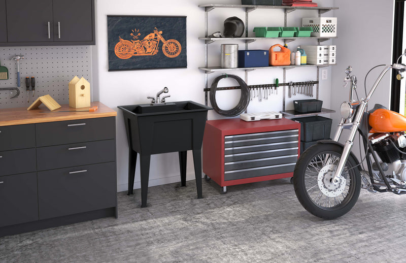 Armoire d’appoint Tewel avec cuve pour la buanderie - noire