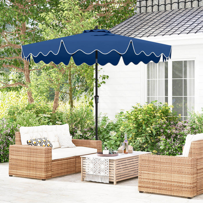 Parasol de patio Costway 9 pieds a deux niveaux de style marche avec toile anti-UV, marine