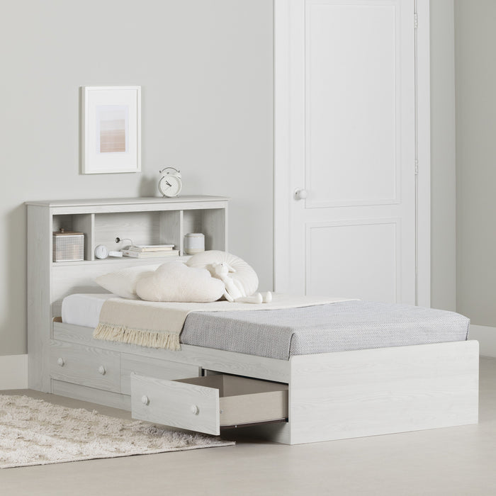 Summer Breeze Ensemble Lit Matelot Et Tete De Lit Bibliotheque Pin Blanc, De Meubles South Shore