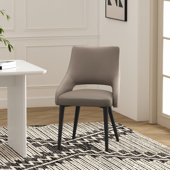 Chaise de salle a manger moderne Tremont en metal et cuir vegetalien taupe