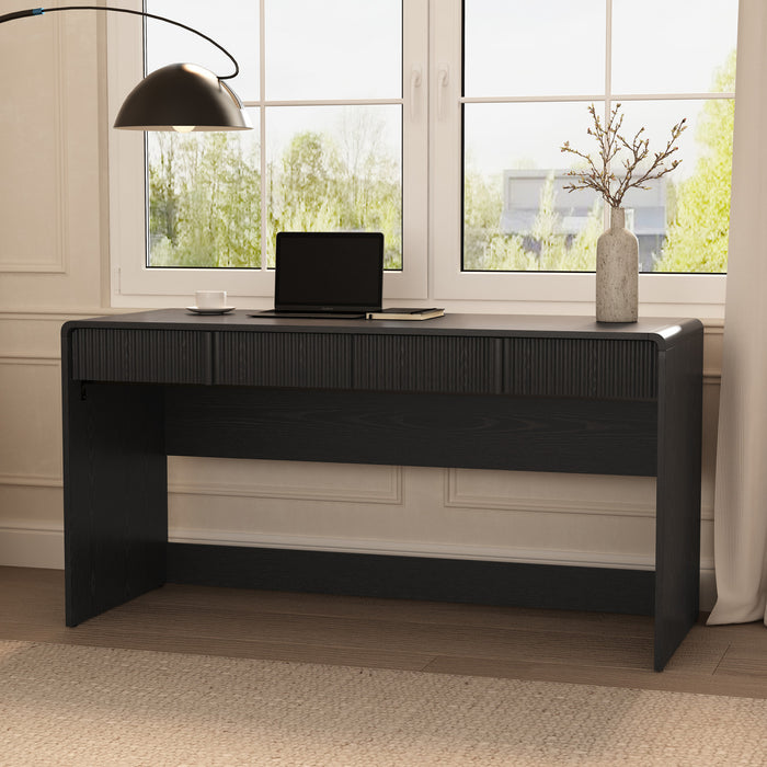 Bureau d'ecriture contemporain Novara 60\" en noir (2 tiroirs)