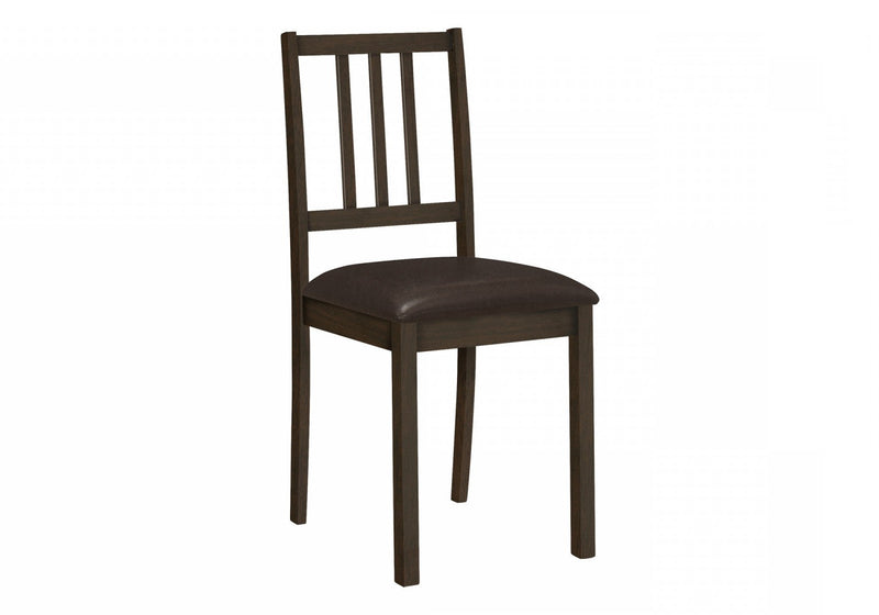 Ensemble de 2 chaises de salle à manger de style transitionnel avec apparence cuir brun et pattes en bois brun pour la cuisine et la salle à manger