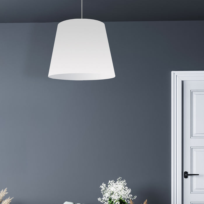 Luminaire suspendu moyen de Dainolite avec très grand abat-jour cylindrique blanc et 1 ampoule