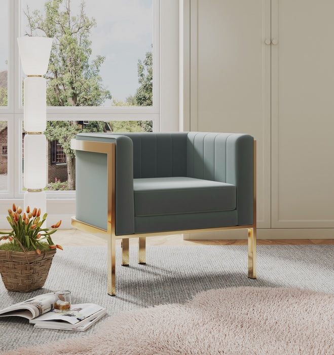 Fauteuil lounge moderne en velours Paramount coloris gris chaud - Lot de 2