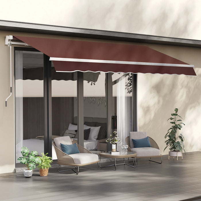 Outsunny 12' X 8' Auvent Retractable Auvent De Terrasse Parasol Abri Cafe