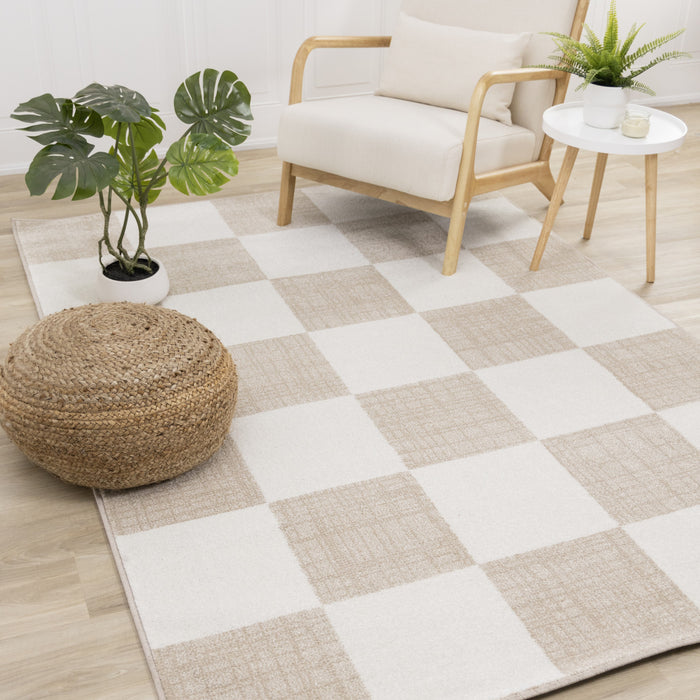 Carpette Covington à motif de damier moderne pour l’intérieur - 7 pi 10 po x 10 pi 6 po