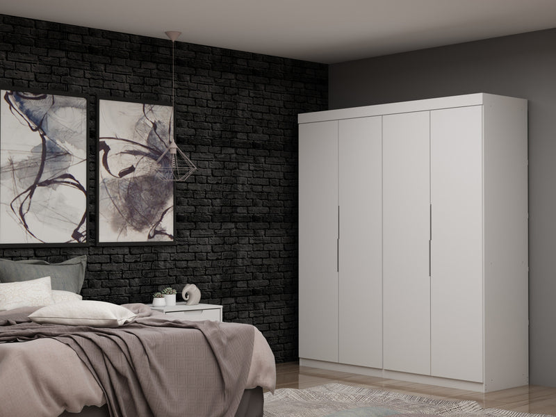 Armoire-penderie contemporaine moderne Mulberry 2 pieces en blanc