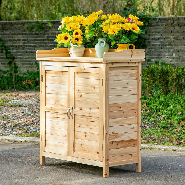 Outsunny Armoire de Rangement de Jardin, Cabanon de Jardin, Bois Naturel