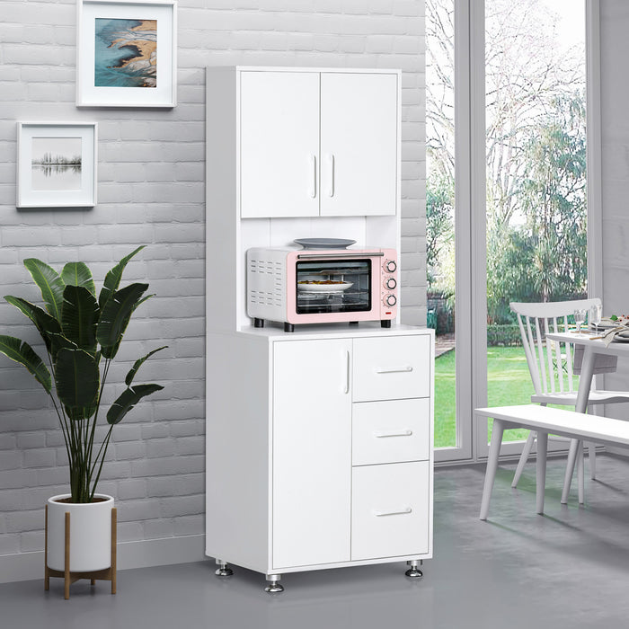 HOMCOM Armoire Cuisine Moderne Organisateur Micro-ondes Blanc