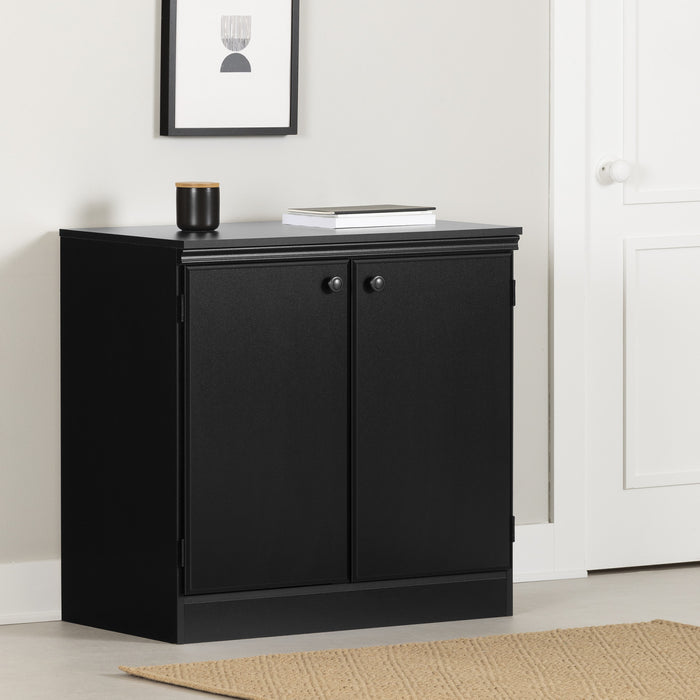 Morgan Armoire De Rangement 2 Portes - Noir Solide