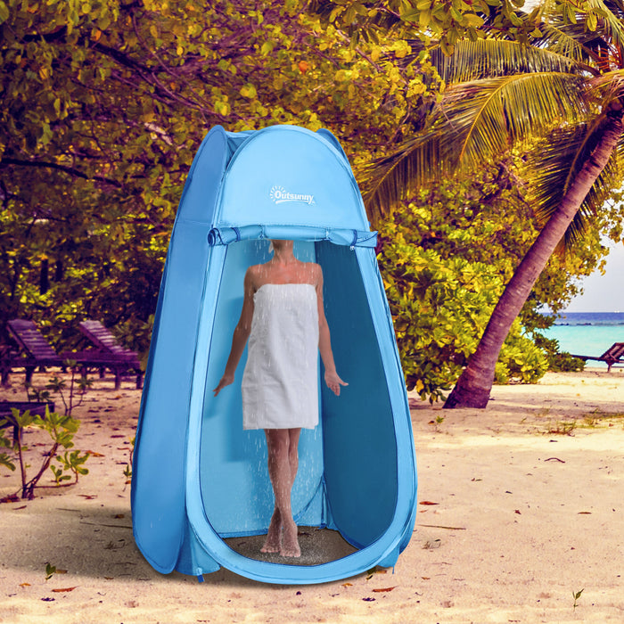 Outsunny Tente De Camping Portable Douche Dressing Vestiaire Intimite Abri Tentes Pour Camping En Plein Air Plage Toilettes Et Seance Photo Interieure Avec Sac De Transport Bleu