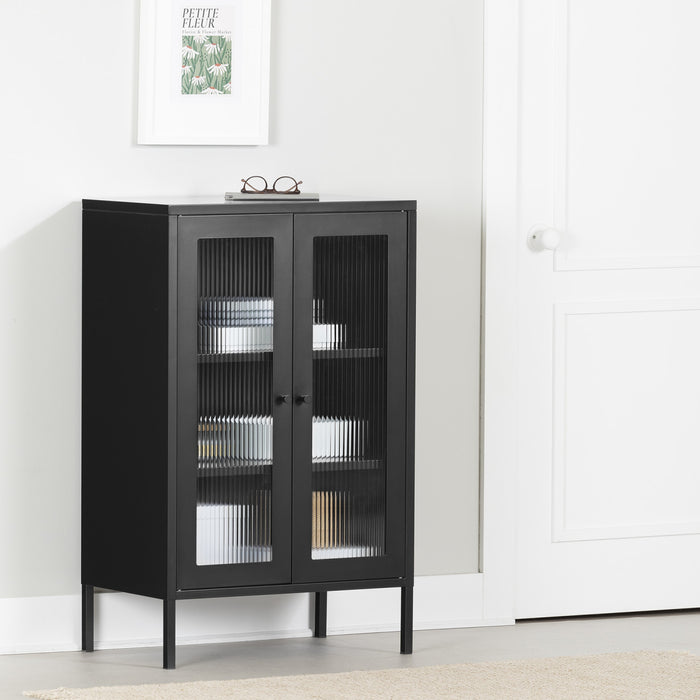 Armoire décorative Kodali avec portes en verre - noire