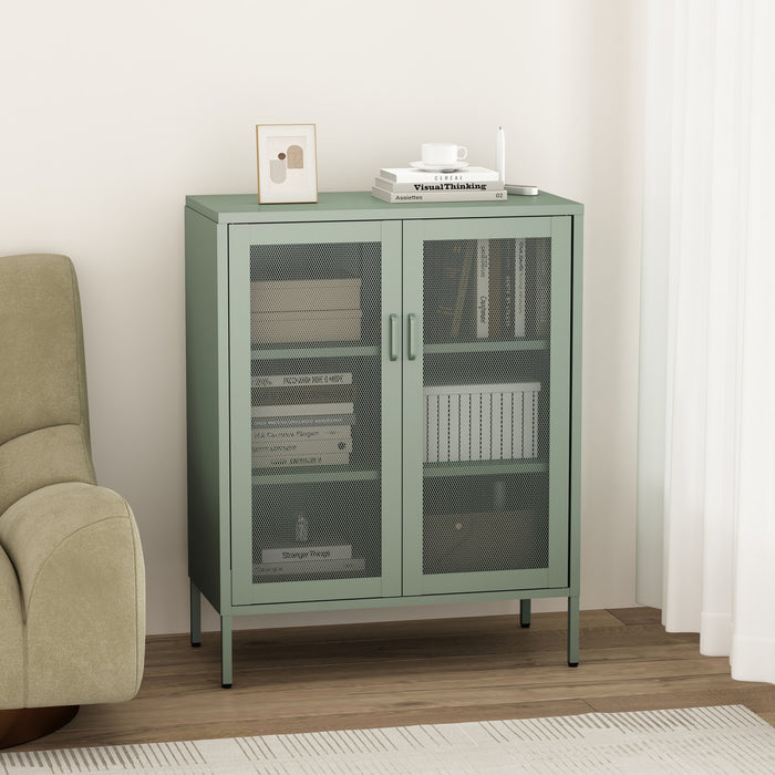 Armoire d’appoint moderne Amelia 32\" en metal vert sauge
