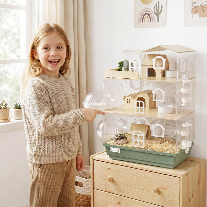 Grande Cage a Hamster Acrylique 3 Niveaux pour Hamster Nain