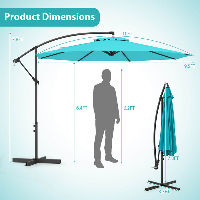 Parasol deporte Costway 10 FT avec reglage d'inclinaison facile, base croisee, haut ventile, turquoise