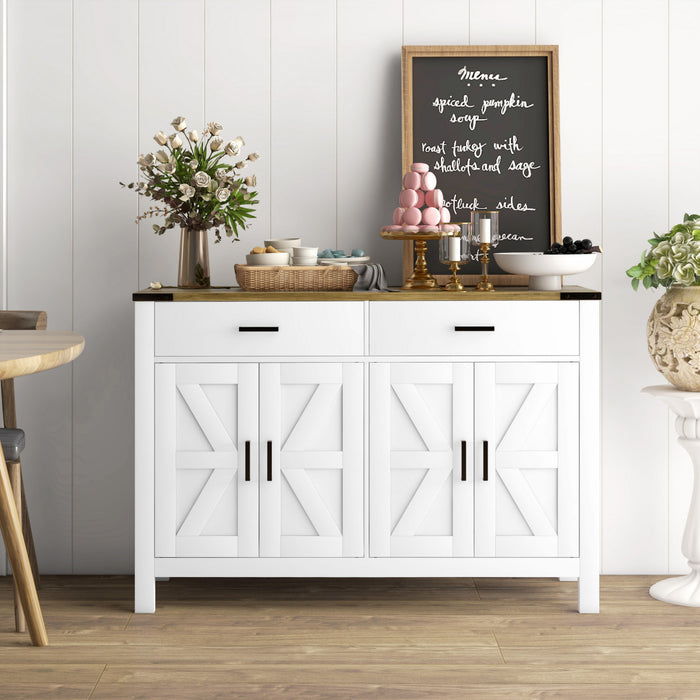 HOMCOM Buffet avec 2 tiroirs 2 armoires de rangement Buffet, Blanc