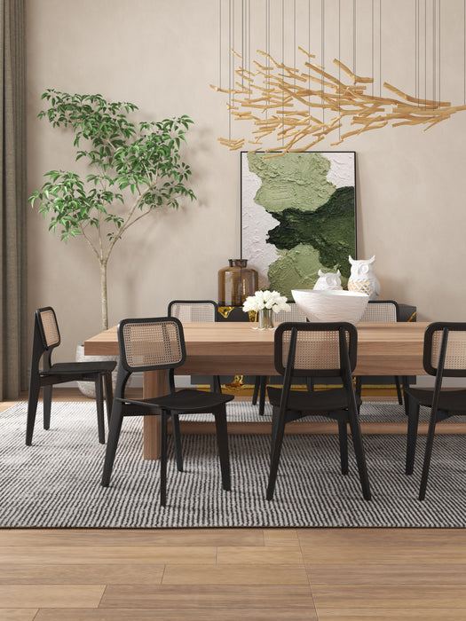 Chaise de salle a manger en bois style industriel Versailles en noir et naturel - Lot de 4