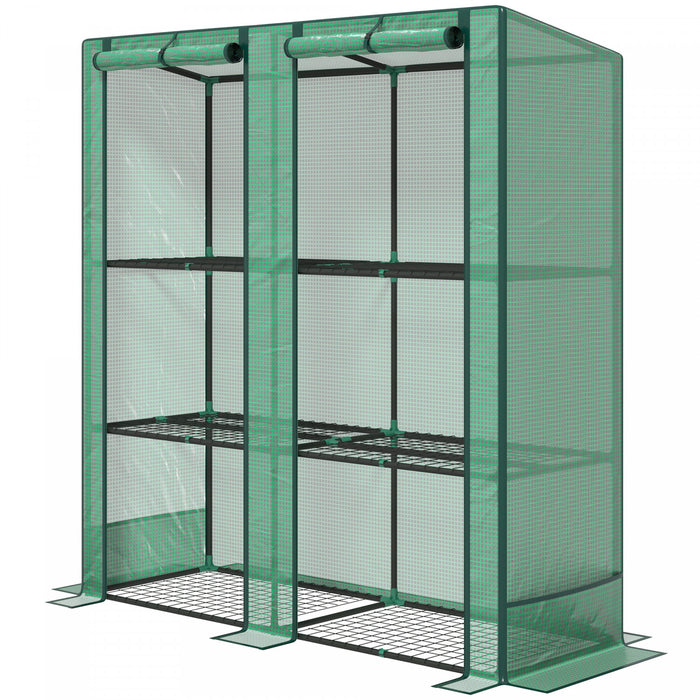 Outsunny Mini Serre Adossee Avec Etageres A 3 Niveaux, Vert