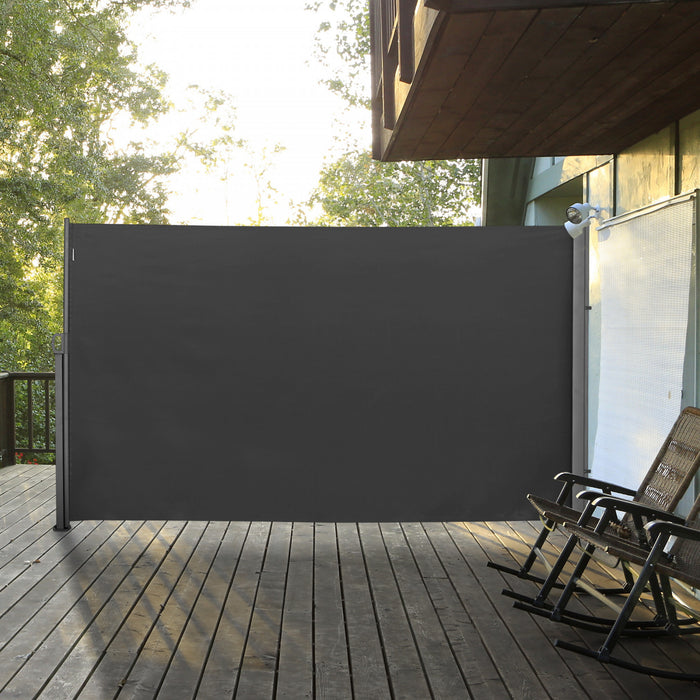 Outsunny Auvent Lateral Retractable Ecran De Confidentialite Pliable, Gris