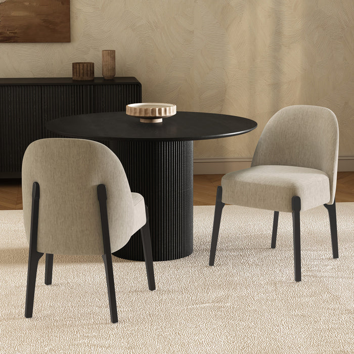 Chaise laterale contemporaine moderne Oslo en bois et chenille taupe - Lot de 2