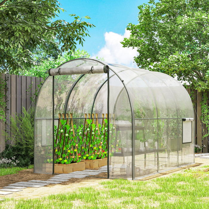 Outsunny Serre Tunnel avec Fenetres en Maille, Abri de Jardin, Transparent