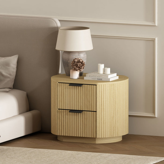 Table de nuit moderne Olivia 27\" en chene naturel (2 tiroirs)