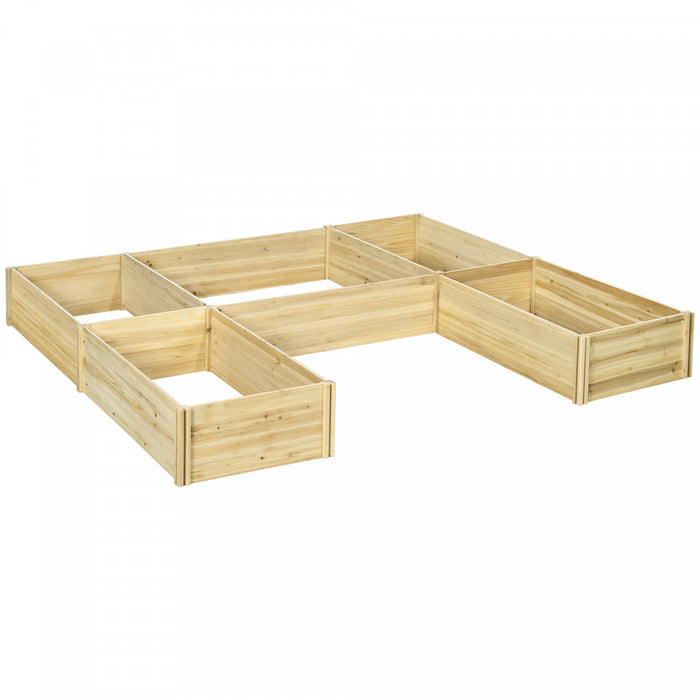 Outsunny Ensemble de plates-bandes surelevees a cinq boites, bois naturel