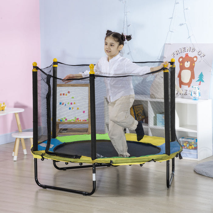 Qaba Trampoline pour enfants de 4,6 pi, trampoline exterieur interieur de 44,5\" de hauteur avec filet d'enceinte, mini trampoline pour garcons et filles, ages de 3 a 10 ans, noir