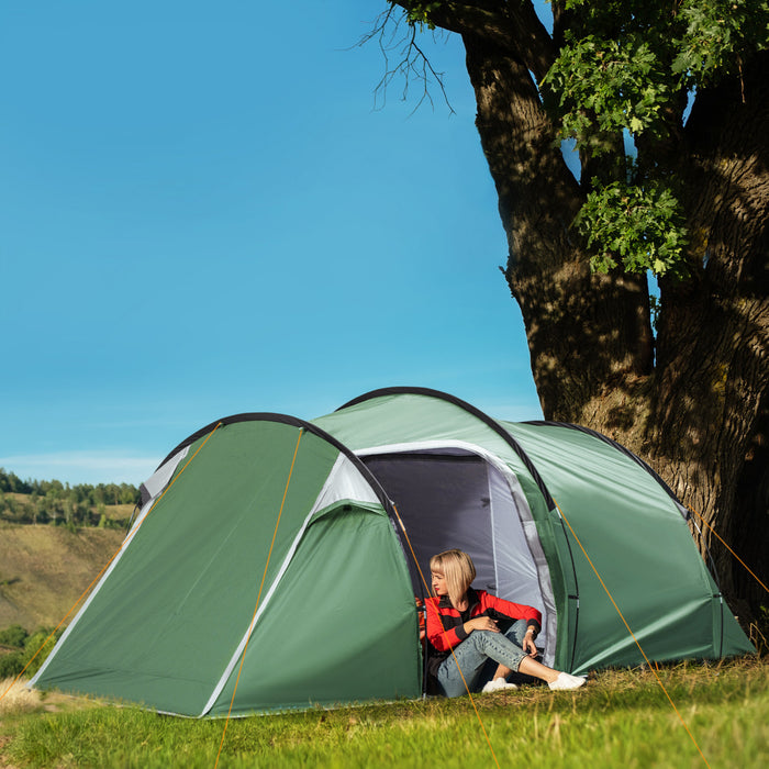 Outsunny Tente De Camping Dome Avec Vestibule Pour 2-3 Personnes Avec Ecran Resistant Aux Intemperies Vestibule Tente De Sac A Dos Legere Pour La Peche Et La Randonnee Vert Fonce