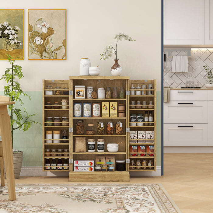 HOMCOM Armoire de rangement de garde-manger en rotin de 41 po, Naturel