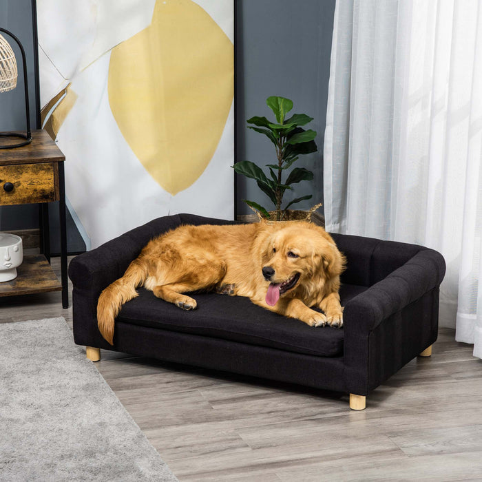 Pawhut Canape Moderne Pour Animal Domestique Lit Pour Chat Ou Grand Chien Avec Coussin De Siege Amovible Noir