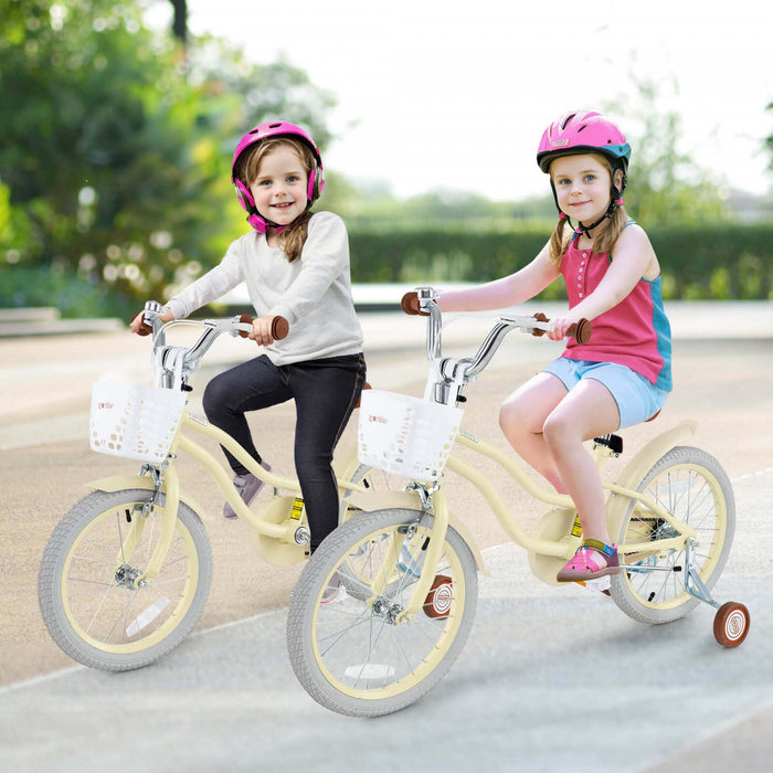 Prorider 18\" Enfants Velo Tout-petit Velo Avec Roue D'entrainement Pour 4-8 Ans Beige