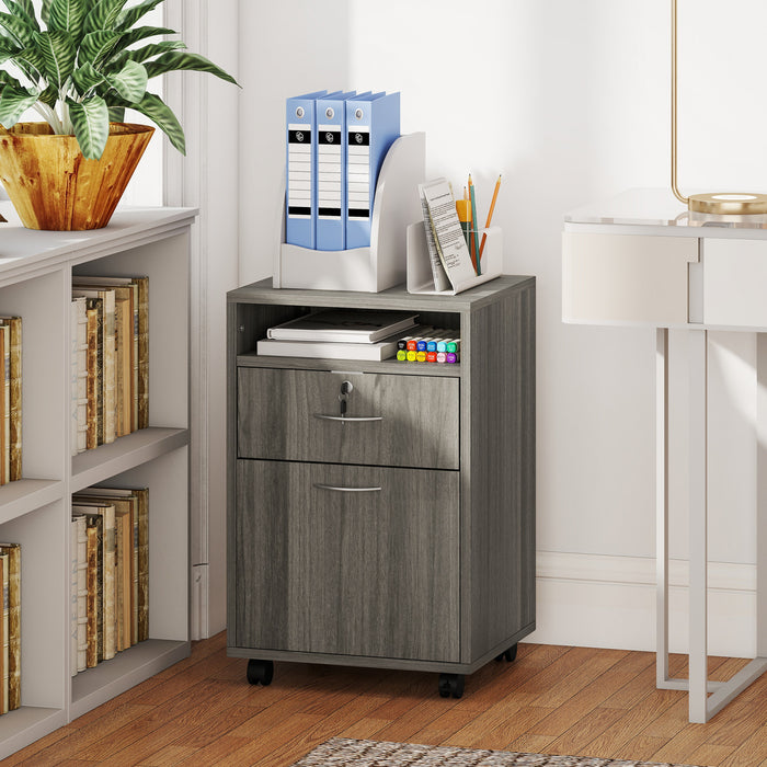 HOMCOM Classeur Vertical avec Tiroir Verrouillable, Classeur, Gris