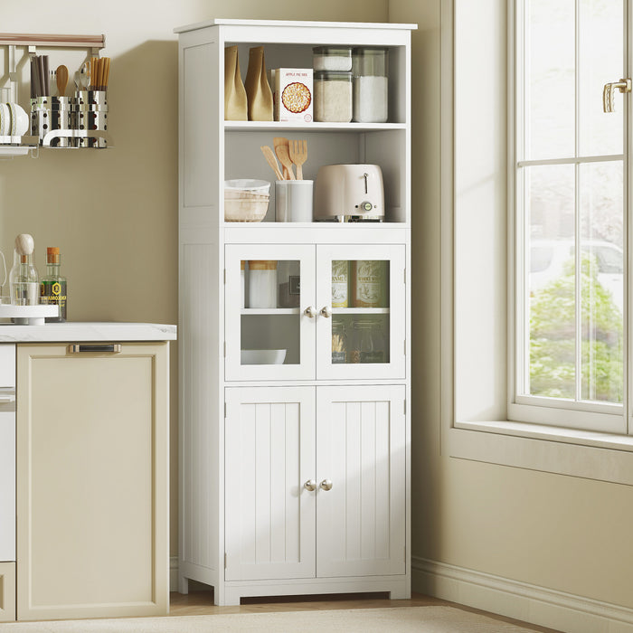 HOMCOM Garde-Manger Cuisine 160cm Armoire Aliments Blanc