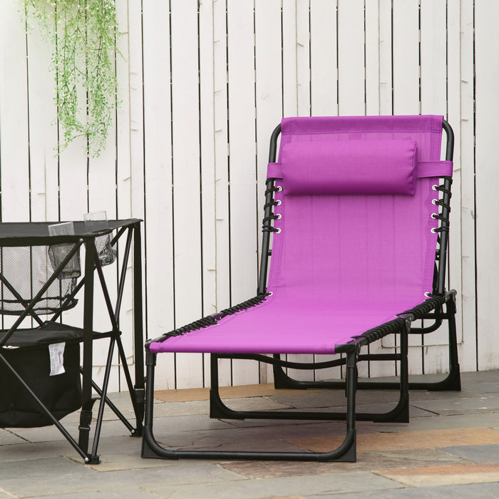 Chaise Longue Pliante D'exterieur Outsunny Pour Le Camping, La Randonnee, Violette