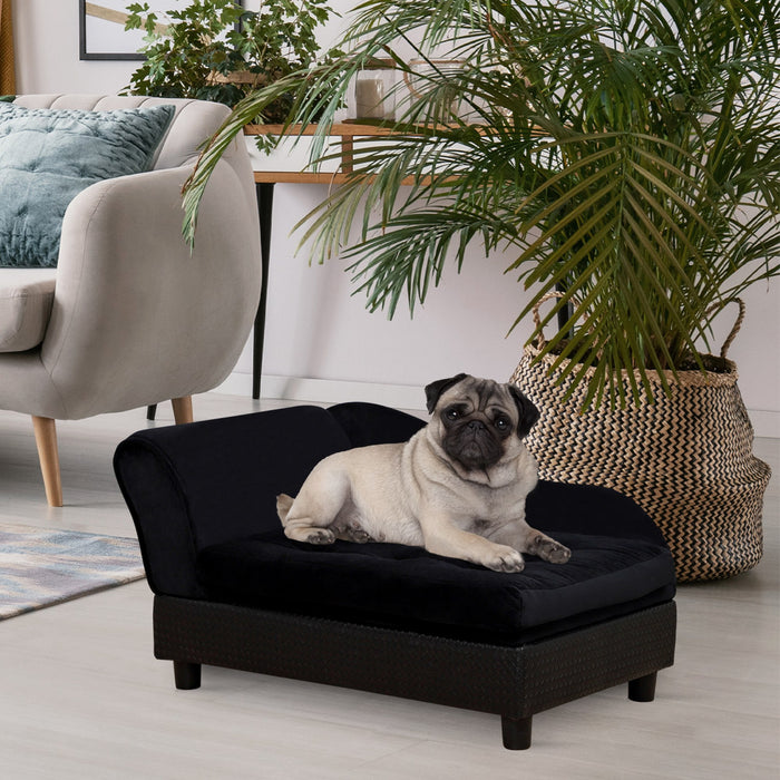 Pawhut Canape Pour Animal De Compagnie, Canape Pour Chien, Lit Sureleve Pour Animal De Compagnie Avec Fonction De Rangement, Chien De Petite Taille, Chats, Rembourrage Mousse, Salon, Noir