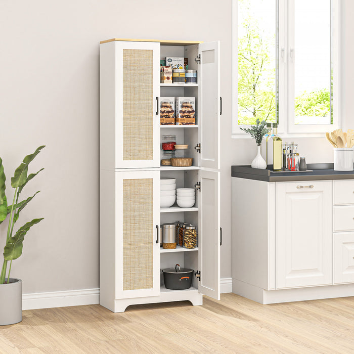 HOMCOM Garde-manger de cuisine avec 4 portes et etageres reglables, blanc