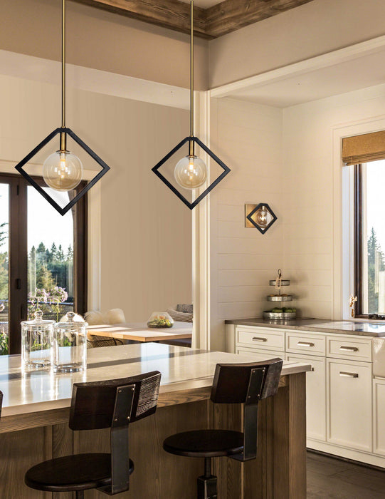 Applique murale Glasgow de Dainolite en verre champagne, avec fini noir mat et bronze rétro, et 1 ampoule