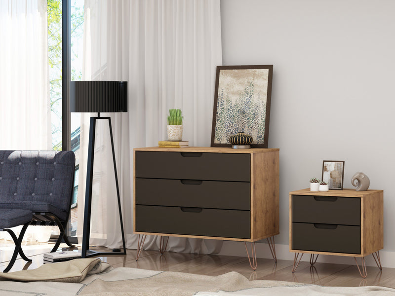 Ensemble de commode 2 pieces Rockefeller style milieu du siecle en gris